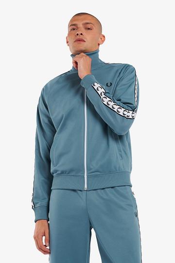 Geaca Barbati Fred Perry Taped Track Gri Albastri | RO 1255OKIR